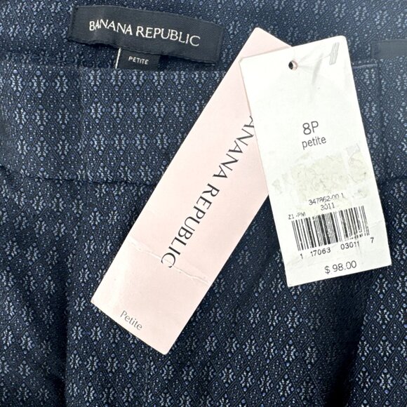 Banana Republic Avery Pants Womens 8P Navy Ankle Cropped Pleated Career NEW - Picture 3 of 10